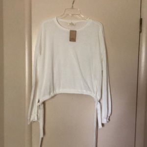 White Drawstring Waist Blouse